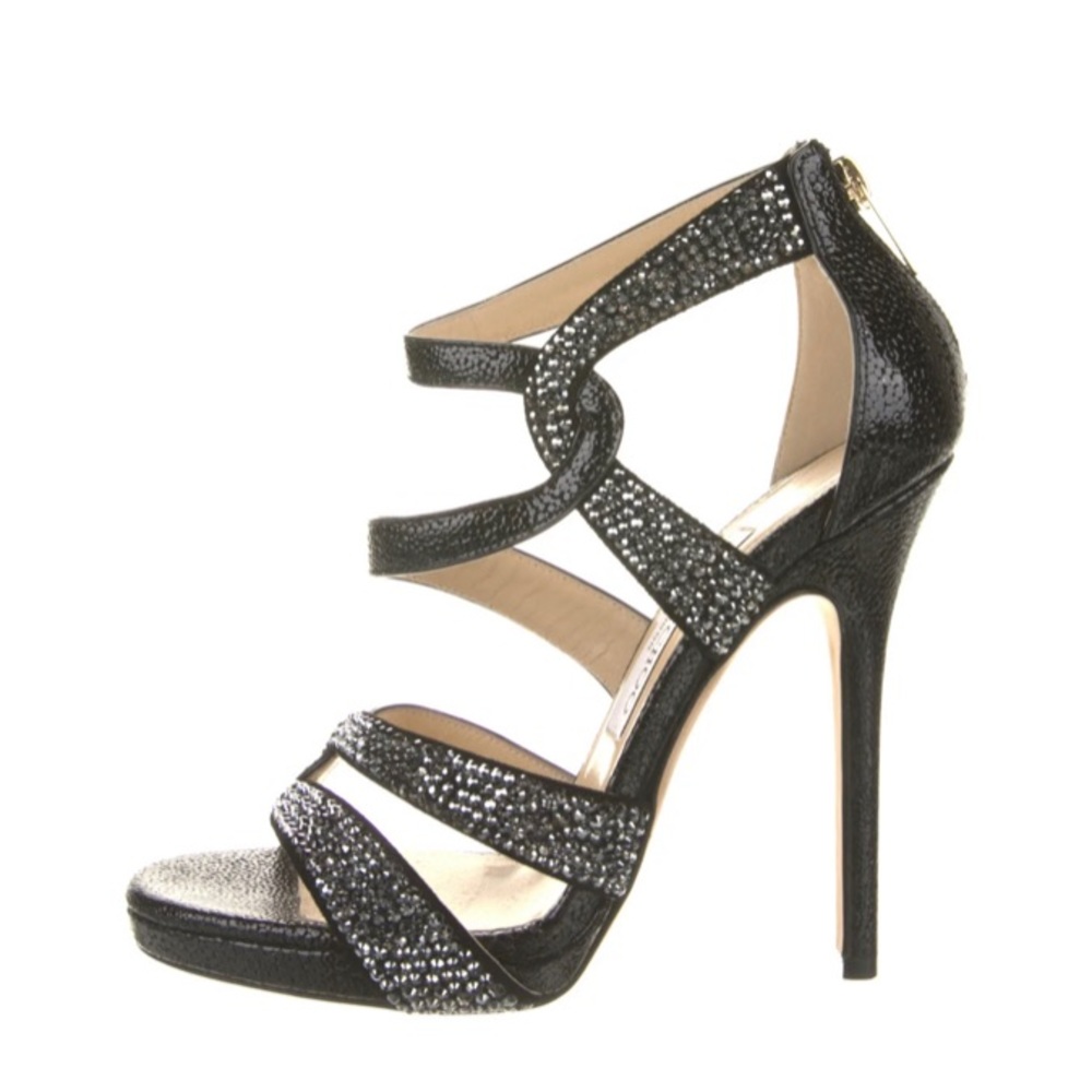 Jimmy Choo size 37.5 black sequin stilettos.